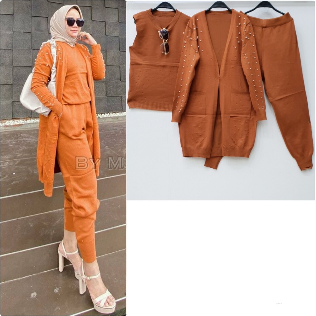 ONE SET 3IN1 RAJUT PREMIUM MUTIARA IMPORT