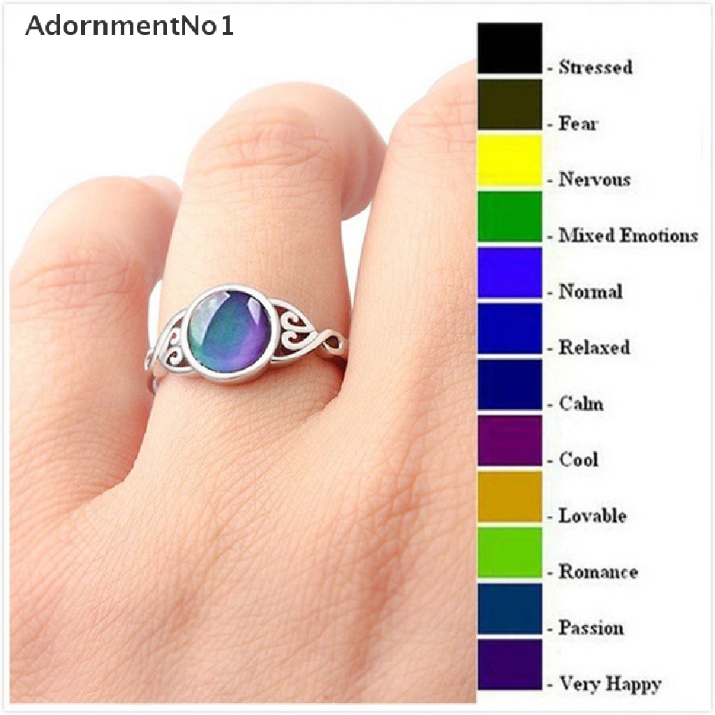 (AdornmentNo1) Cincin Mood Ring Bulat Berubah Warna Sesuai Suhu Gaya Vintage Untuk Wanita