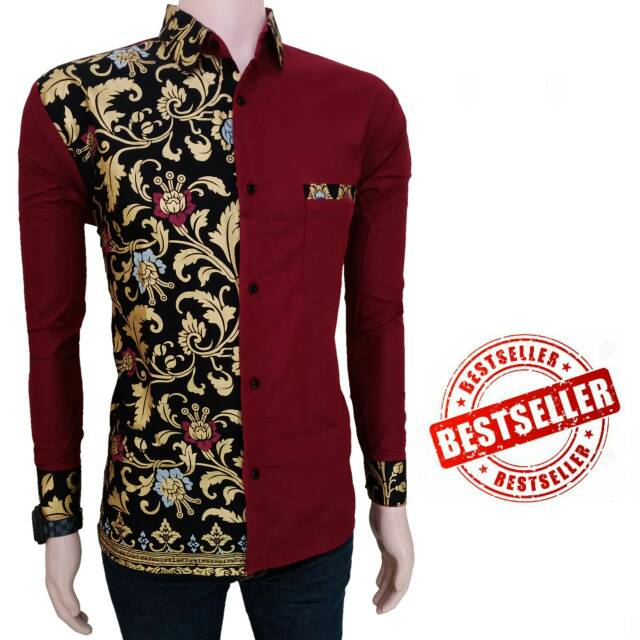 Best Seller Kemeja Kombinasi Pra Da Coletan Batik Pria Lengan Panjang 7zQNeYhDp17Oz