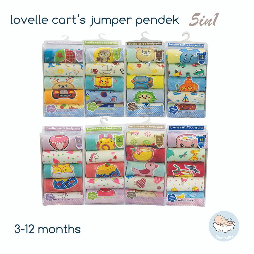 lovelle cart's jumper pendek bayi laki laki, bayi permpuan 5in1 0-12 bulan SNI