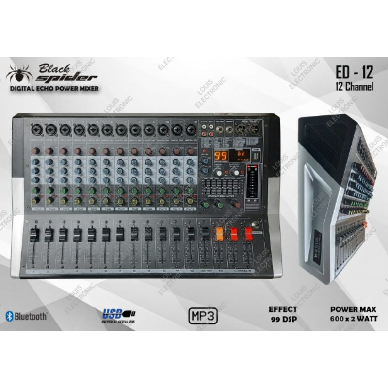 Power Mixer Black Spider ED 12 12 Channel Mixer Black Spider ED12 ORIGINAL