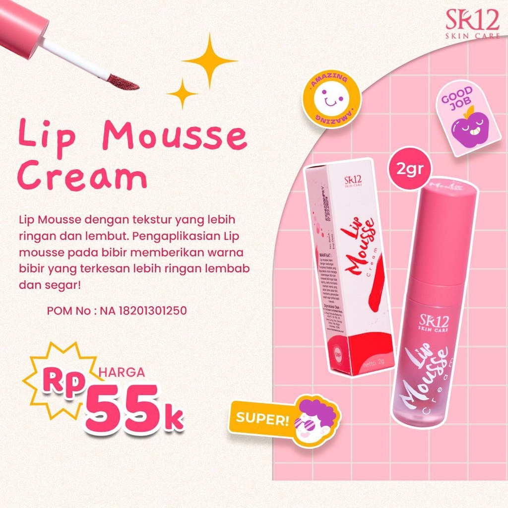 SR12 Lip Mousse Cream 2gr BPOM Menjaga Kelembaban Bibir Kering