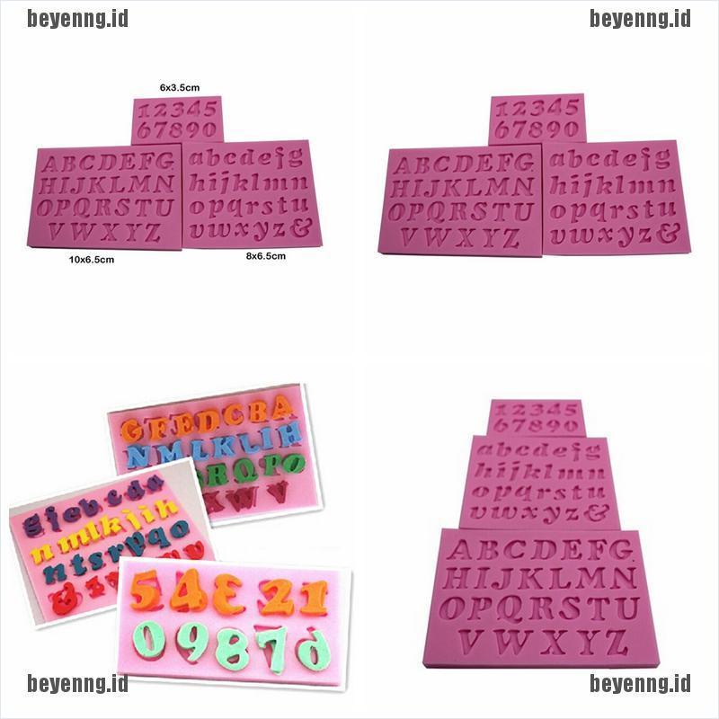 Bey 3pcs / Set Cetakan Fondant Bahan Silikon Desain Huruf + Angka Handmade Untuk Dekorasi Kue DIY