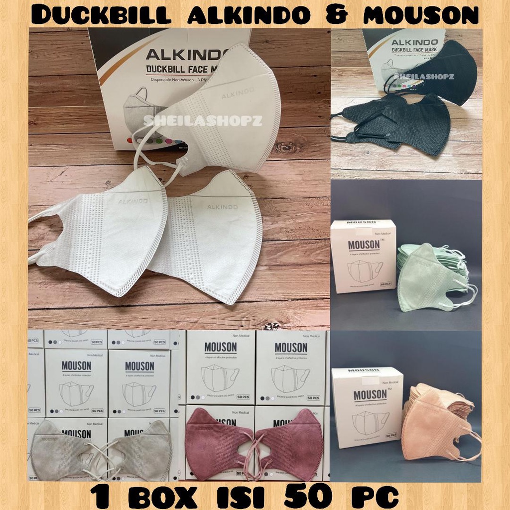 Masker Duckbill ALKINDO 3PLY / masker alkindo sensi duckbill garis NEW / masker duckbill hitam