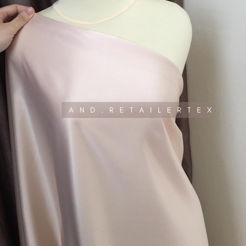 Kain Satin Velvet Premium Warna Cream Bahan Seragaman Bahan Furing Bisa untuk Background Backdrop Foto Produk