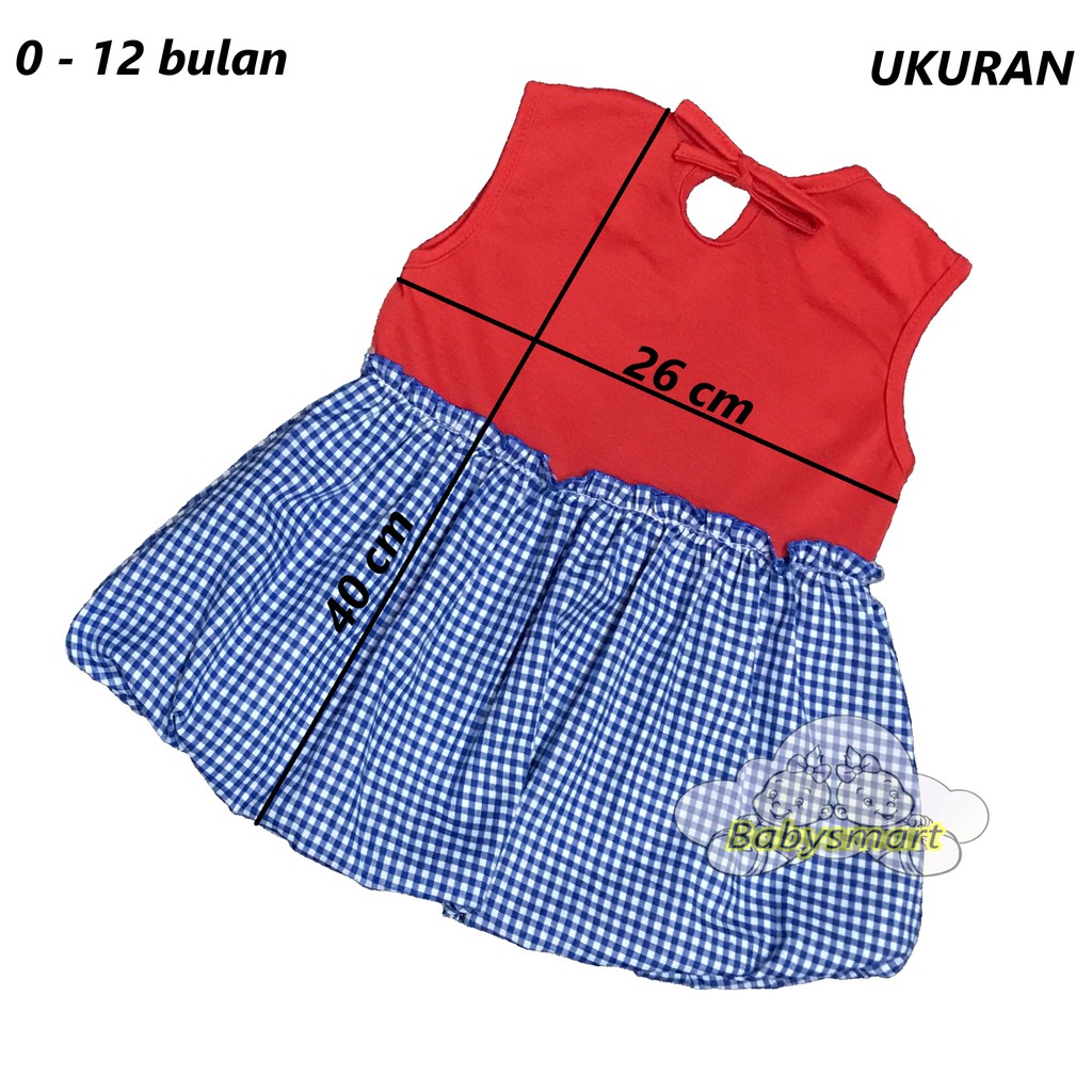 Babysmart - Baju bayi/Anak Perempuan Dress Ballon motif Pita Kombinasi PLANET KIDS usia 0 -12 bulan