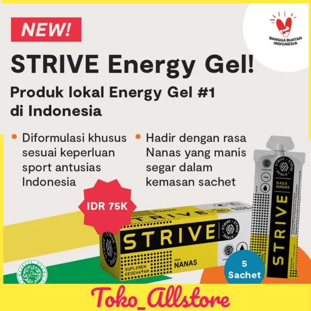 

STRIVE Energy Gel Rasa Nanas Original - 1 Box isi 5 olahraga sepeda lari