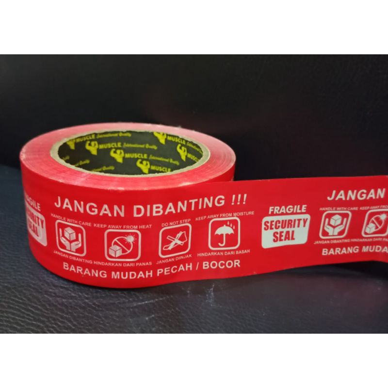 

Lakban Fragile merah/ putih 48mmx 100 yard