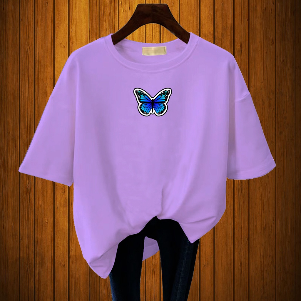 CALVIERO SHOP - BAJU KAOS ATASAN WANITA PRINT LOGO BUTTERFLY GALAXY PRINT