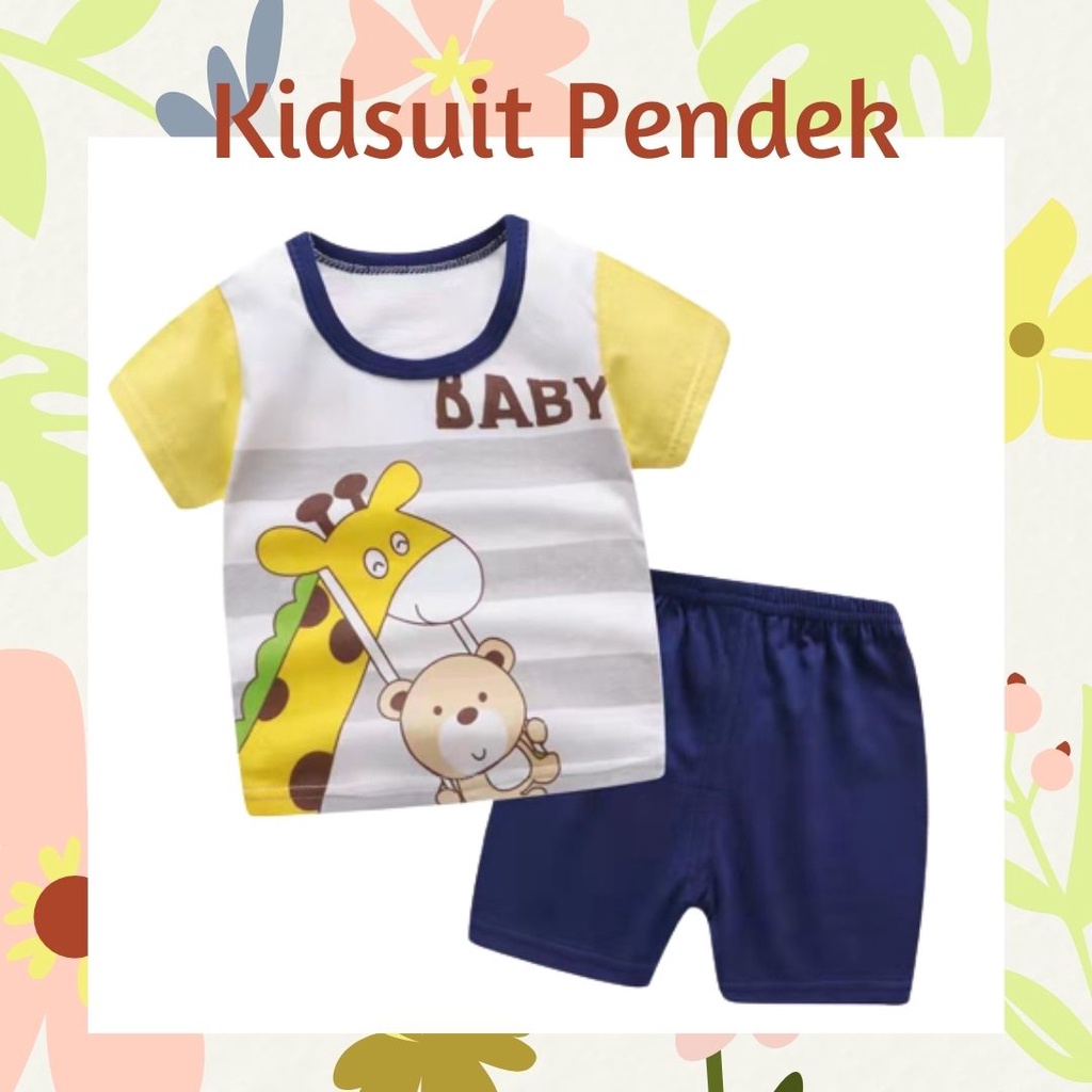 Plazababyku KIDS SUIT PENDEK H5 Setelan Anak Bahan Kaos Lengan + Celana Berkualitas Import NEW1