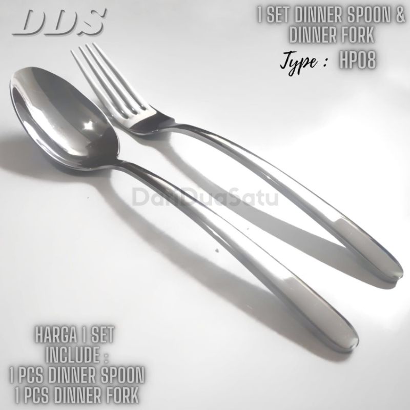 1 Set Sendok & Garpu Makan Hotel Stainless Tebal Dinner Spoon