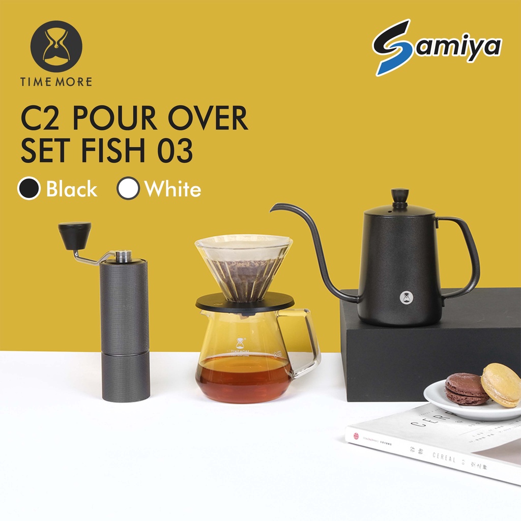 NEW upgrade version timemore c3 pour over set FISH 03 black and white color / hampers gift box timemore coffee manual brew / paket set kopi manual brew V60