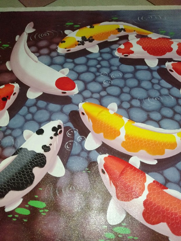 Lukisan Ikan Koi Fengshui 85 X 135 Cm