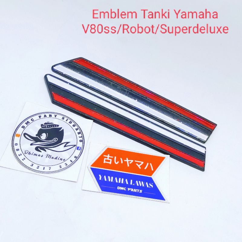 EMBLEM LOGO TANKI TANGKI TENGKI YAMAHA V80SS / ROBOT / SUPERDELUXE (1 Pasang) Tahun 1983-1986