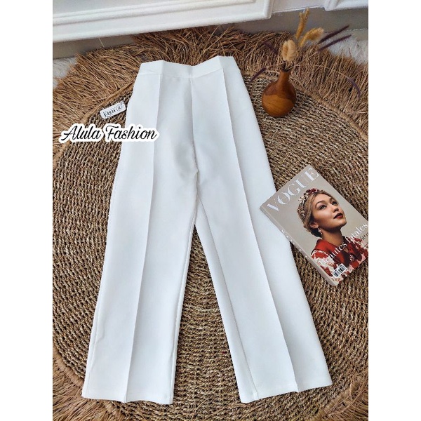 KULOT SCUBA CUBIT PREMIUM /CELANA KULOT WANITA HIGH WAIST/ Size S M L XL-Broken white