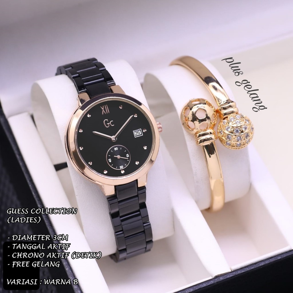 Jam Tangan Wanita/Cewek GC Rantai Detik Bawah Full Stainless Free Gelang Fashion