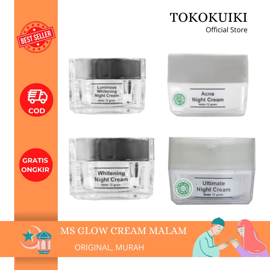 MS GLOW Cream Malam / Night Cream Whitening Acne Ultimate Luminous