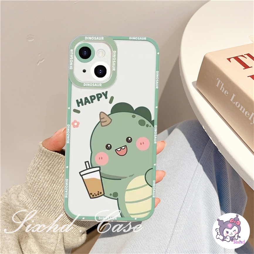 Compatible For iPhone 14 13 12 11 Pro Max SE2020 X XR Xs Max 7 8 6 6s Plus Case Cute Cartoon Small Dinosaur Couple Lens Protection Clear Phone Case Soft Shockproof Protection Cover