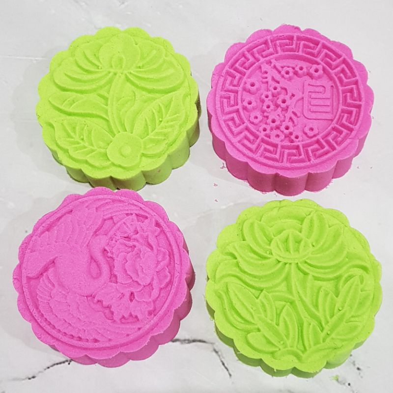 (4pc) cetakan kue bulan (125gr) mooncake press mold PREMIUM-FLOWER BANGAU