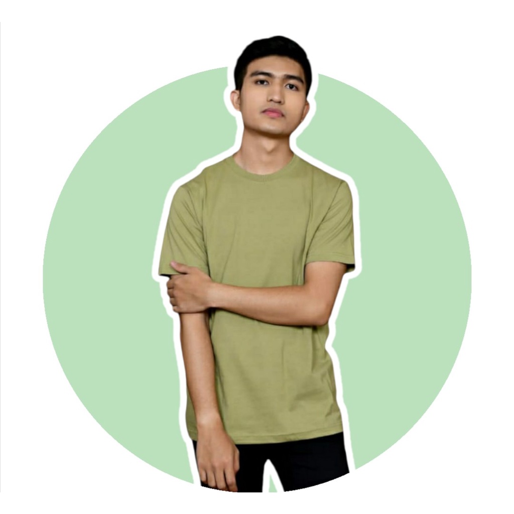 Kaos Polos YuTee Olive Green Combad 30s Anak dan Dewasa Unisex