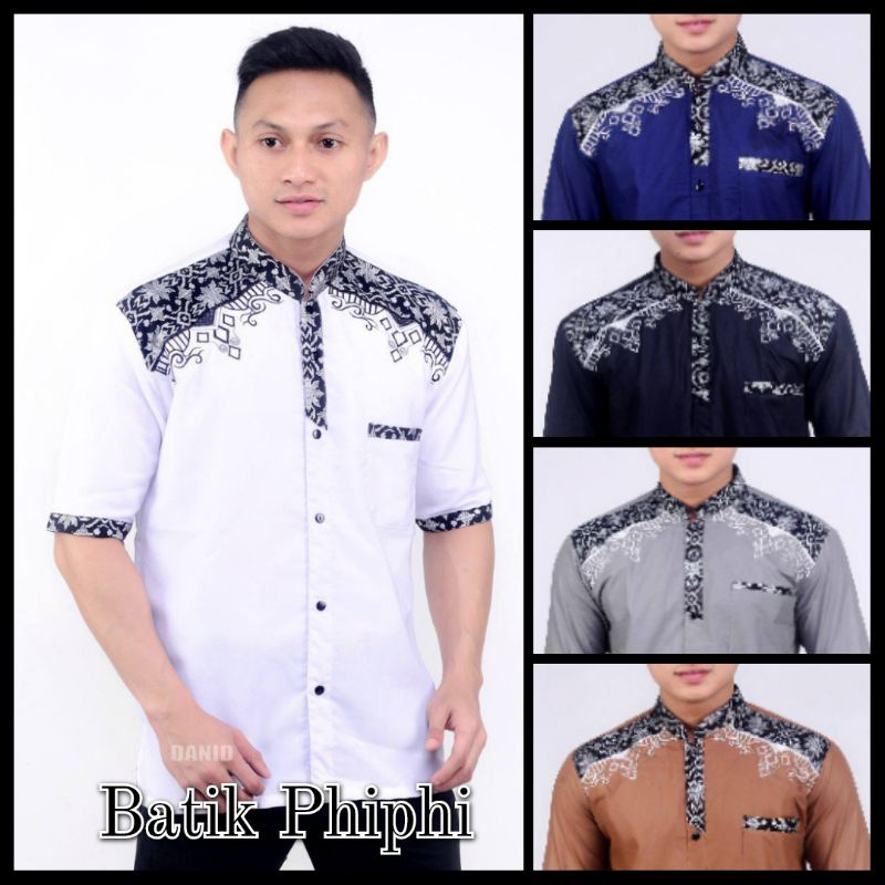 Koko Bordir Kombinasi Batik Lengan Pendek Terlaris Size M, L, XL #9 ( ORIGINAL )