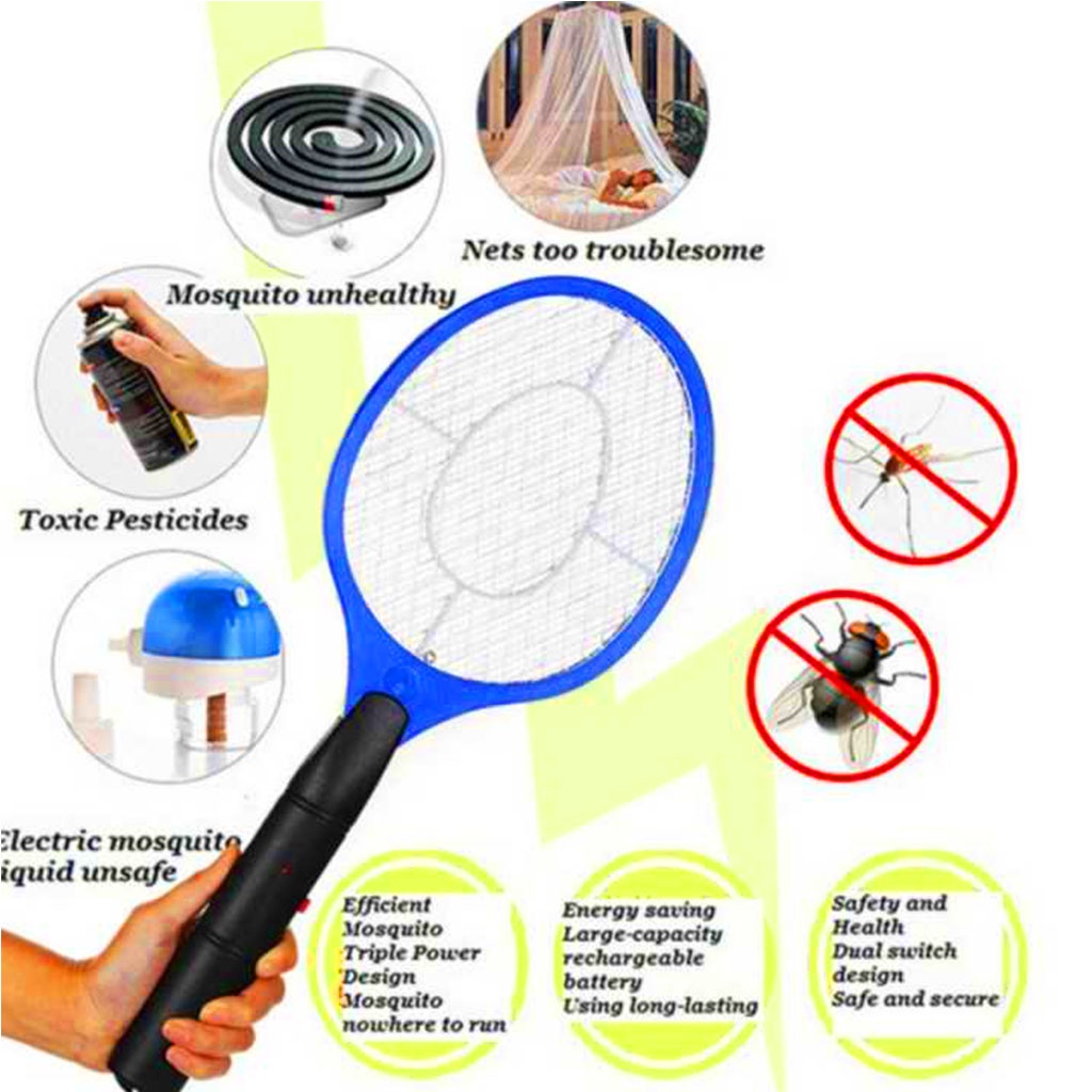 Raket Nyamuk Batre / Mosquito Swatter Alat Perangkap Nyamuk Baterai / Tepok Nyamuk Listrik Pembasmi Nyamuk Ampuh