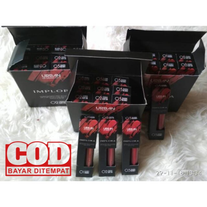 1 Box (1 LUSIN MIX) 12Pcs Lip cream Implora Urban Matte