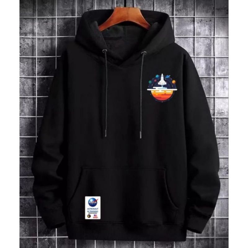 Sweater hoodie pria wanita NASA AUTENTIC terbaru bahan fleece tebal