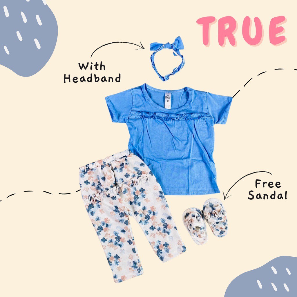 Plazababyku MX TRUE SET SANDAL setelan bayi motif bunga yang lucu free headband + sandal