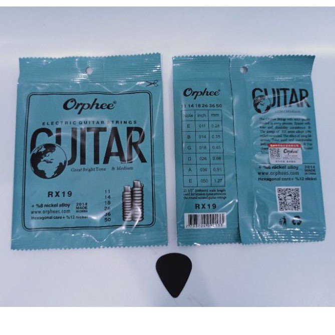 1 SET SENAR GITAR ELEKTRIK ORPHEE RX 19 UKURAN 0.11 GRATIS PICK GITAR