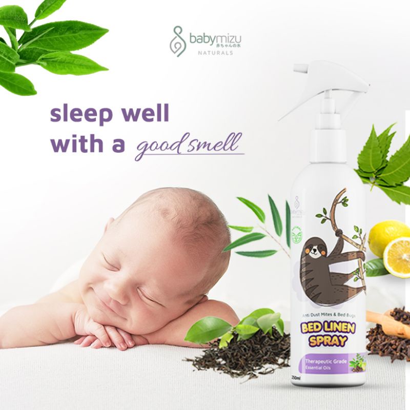 BABYMIZU Bed Linen Spray Natural - Spray Anti Tungau, Kutu Kasur, Kutu Busuk, Semut, Kecoa, Anti Bacterial &amp; Anti Virus