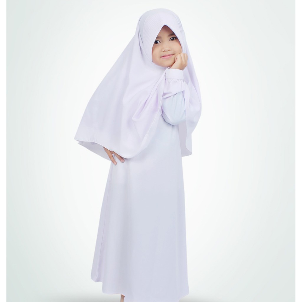 Salim Moslem Gamis Anak Syari Set Kerudung Besar Usia 1-10 Th Hitam-Navy-Ccoklat-Maroon-Pink-Putih