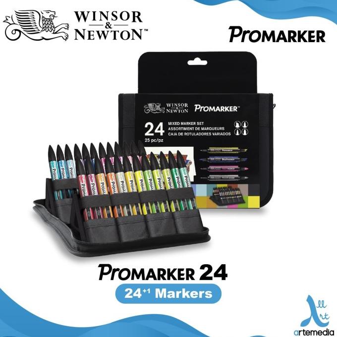 

(BISA COD) Marker Set Wallet 24 Set Promarker Winsor & Newton Brush Pen PRODUK TERBATAS Kode 1264