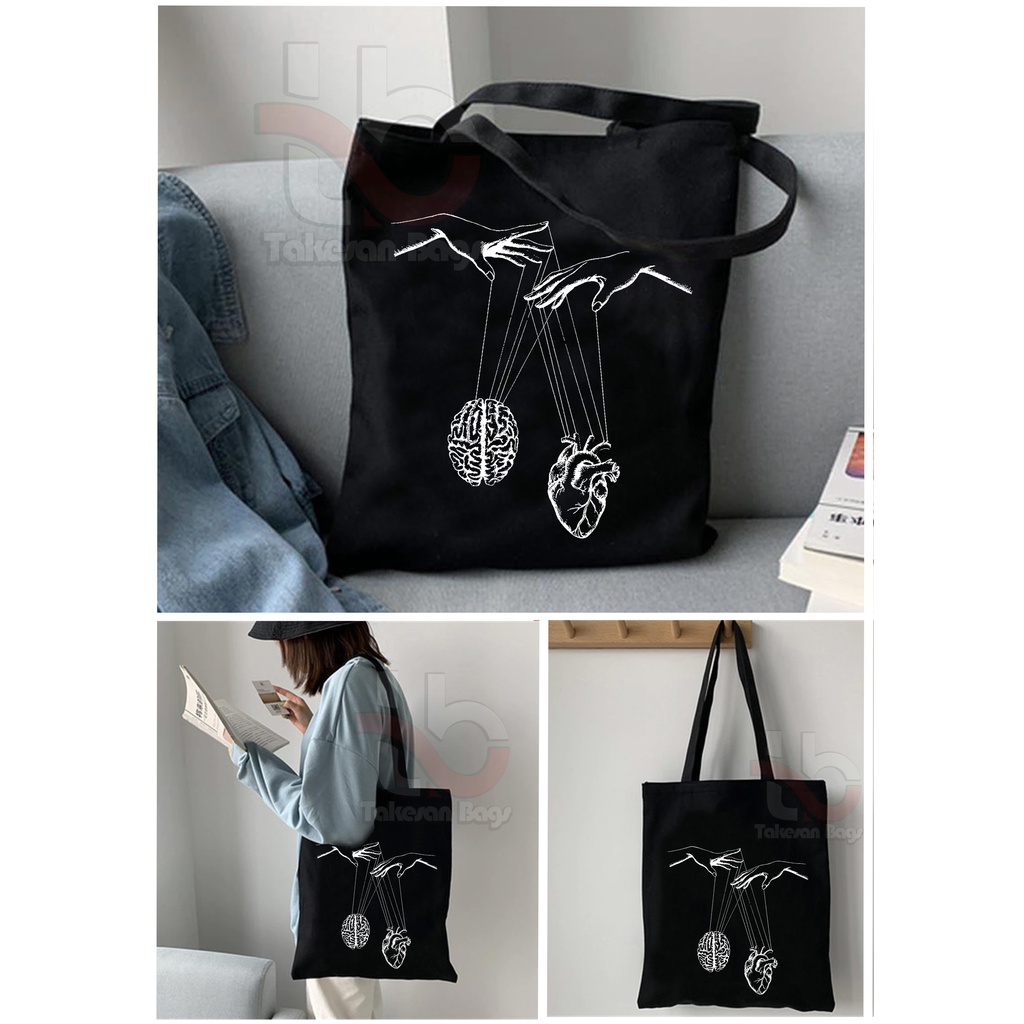 Takesanbags Bandung - Tas Tote Bag Wanita Penutup Resleting Ukuran 39X33 Motif Sablon