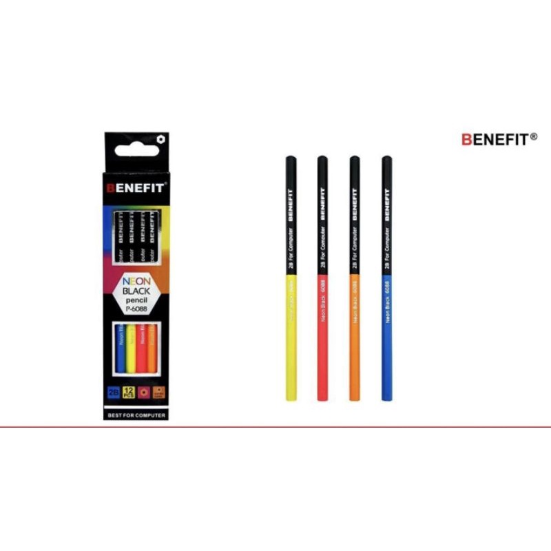 (12pc) PENSIL 2B BENEFIT/PENSIL GOLD/PENSIL PASTEL/2B PENCIL-P-6088 NEON BLACK