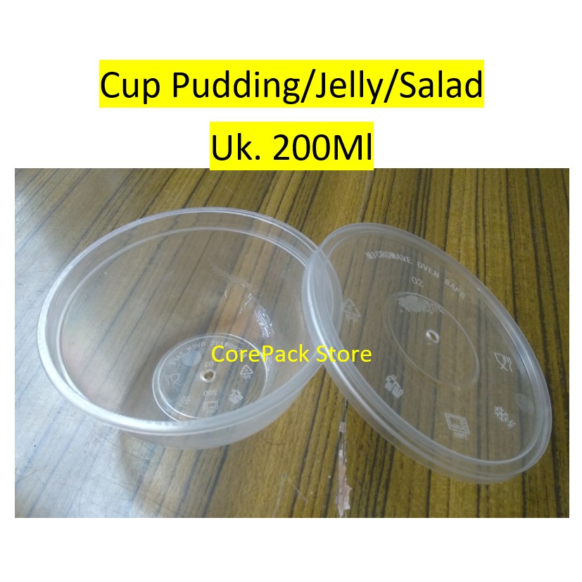Cup Thinwall Round Bowl Tempat Jelly Pudding Salad uk. 200 Ml isi 50 Pcs