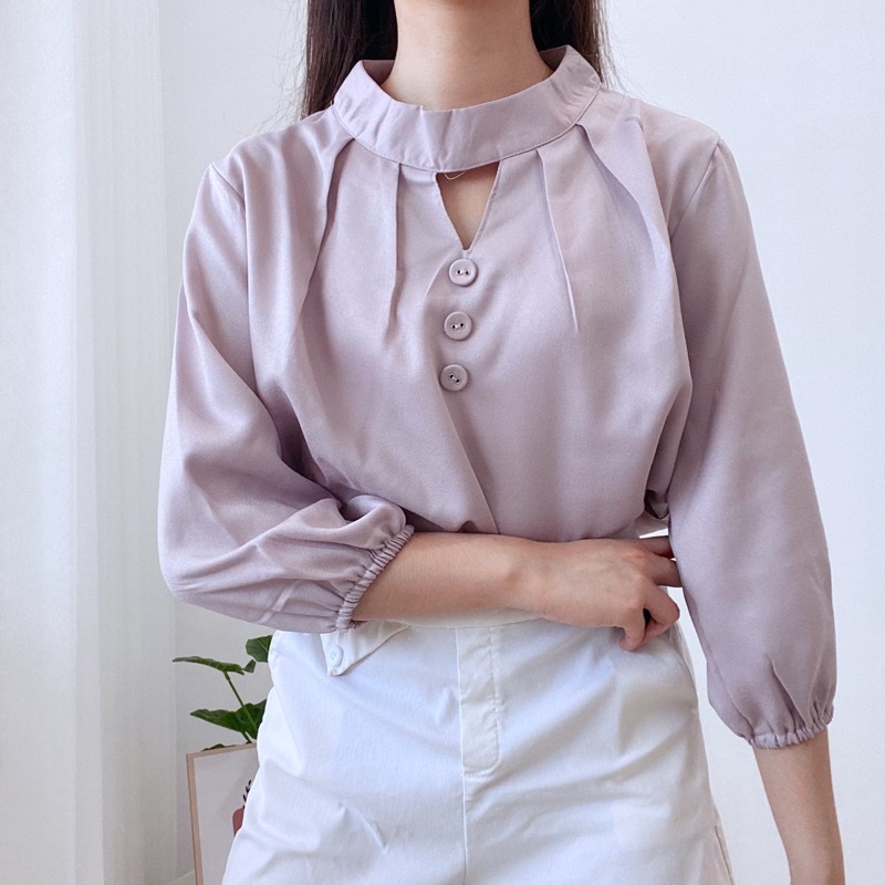 EZRAN Blouse Elegant Korea Long Sleeve 059-218-grey lilac