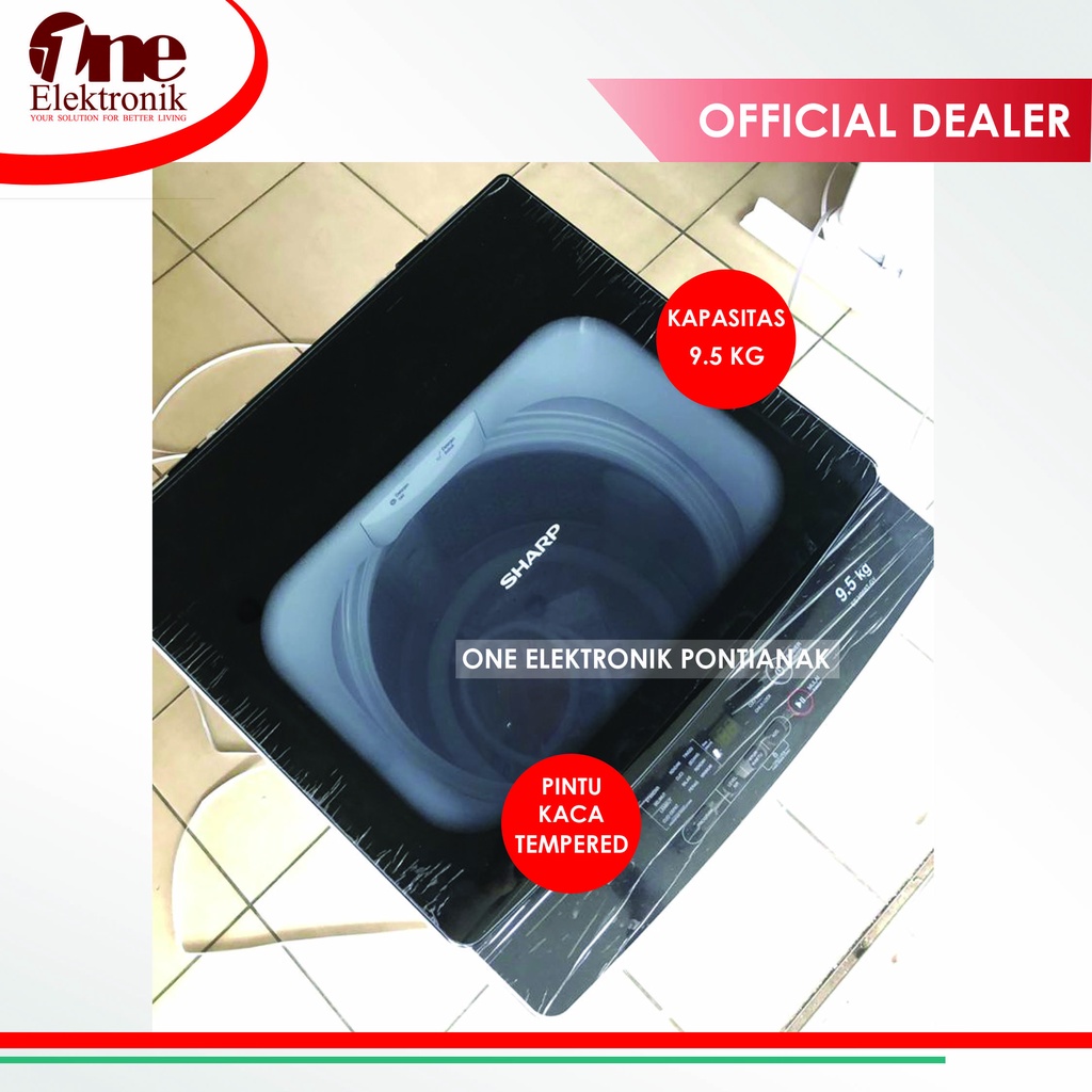 Mesin Cuci 1 Tabung Sharp ES-H 958 T-GY 9.5 Kg Top Loading Otomatis
