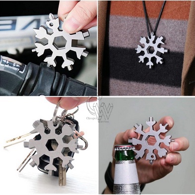 Cheaper-Obeng salju Snowflakes Multi Tool Pocket Wrench Saker Tool Kunci Salju 18 IN 1