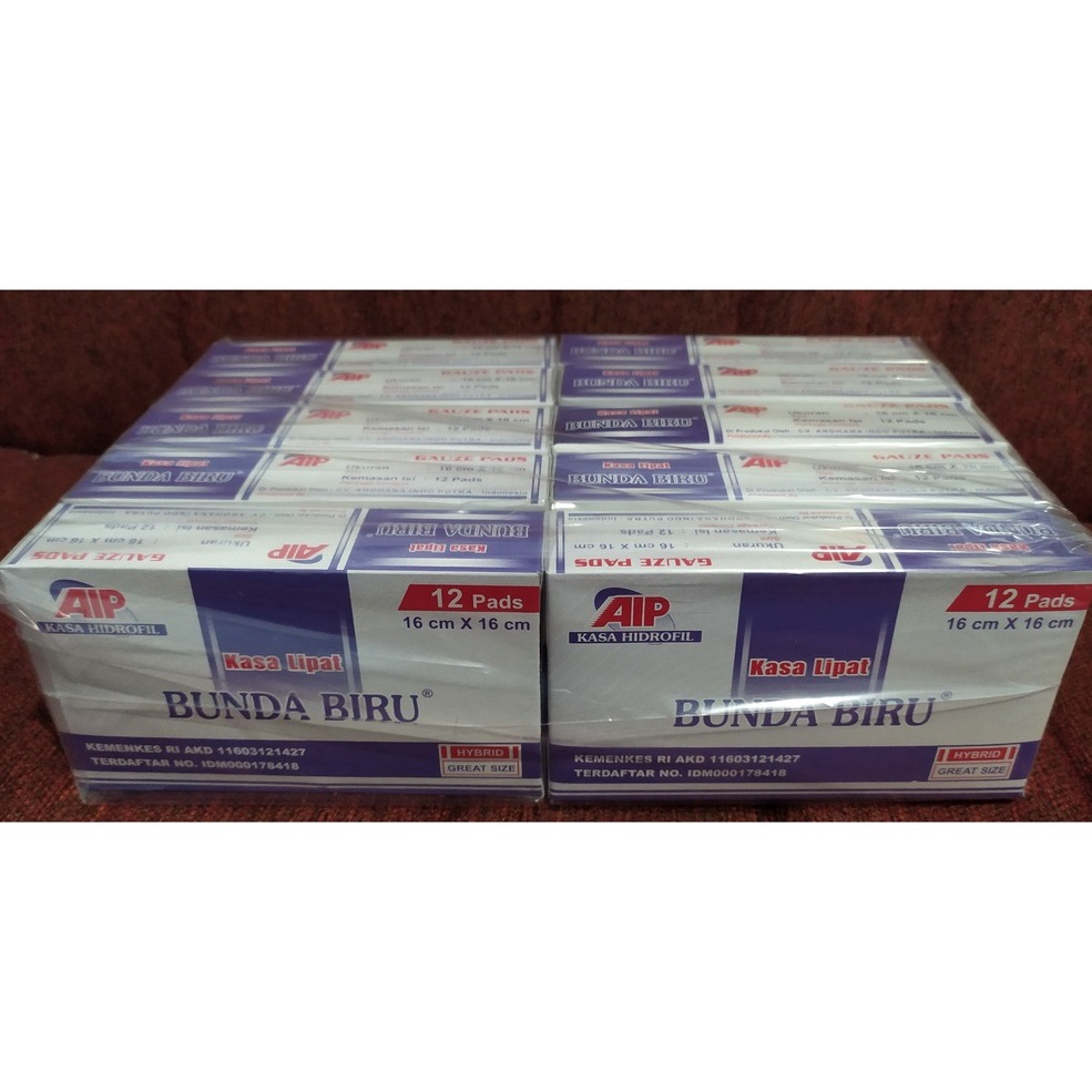 KASA STERIL BUNDA BIRU 16×16 ISI 12 / KASSA KERING