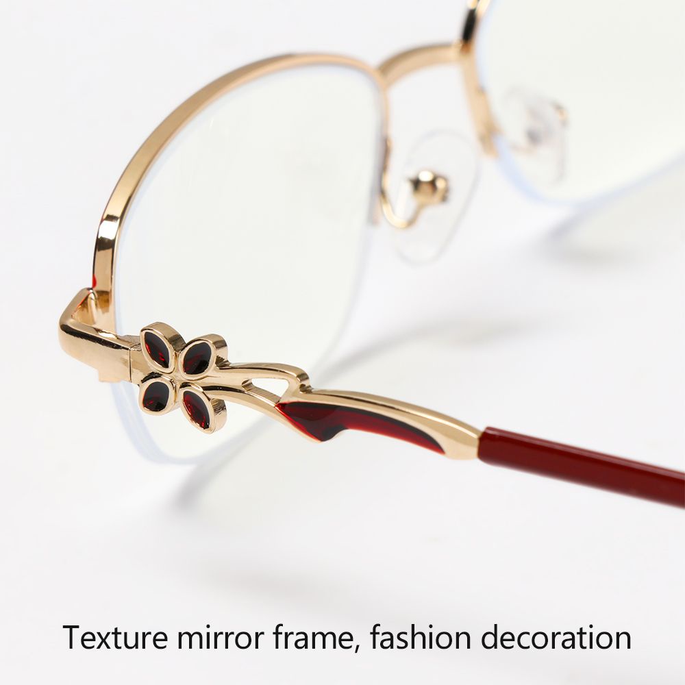 ROW Anti-fatigue Anti Blue Light Reading Glasses Radiation Protection Metal Frame Eyewear Presbyopic Eyeglasses Anti-UV Women Fashion Transparent Luxury Computer Goggles