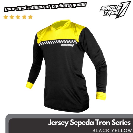 Jersey Sepeda Singletrek1 Tron Series bahan oktagon JPTR 03Blackyellow