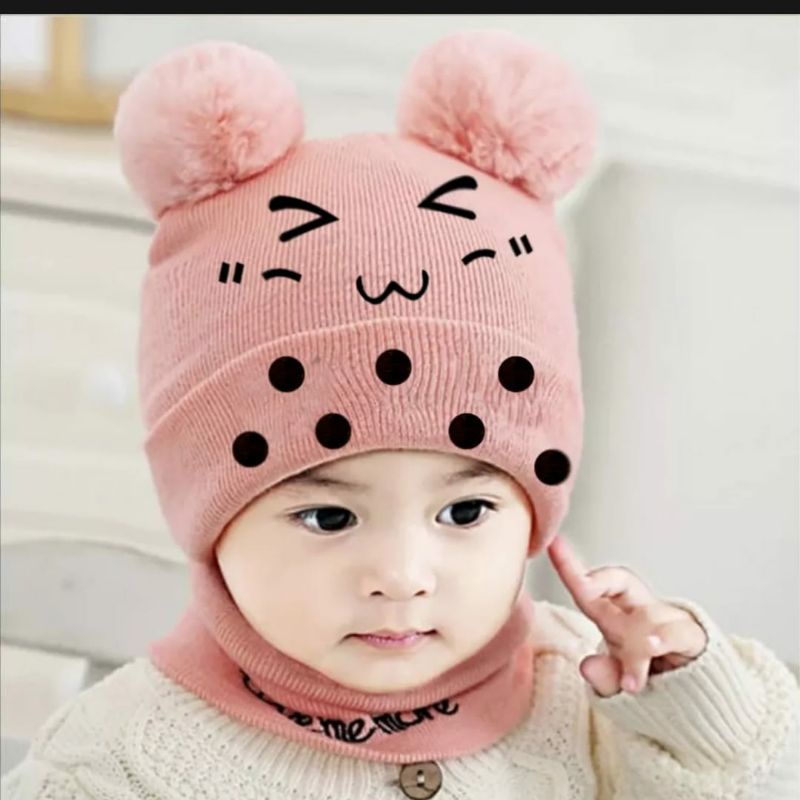 Topi Rajut Bayi/ Kupluk Pom-pom Bayi Karakter Boba - 022.4708