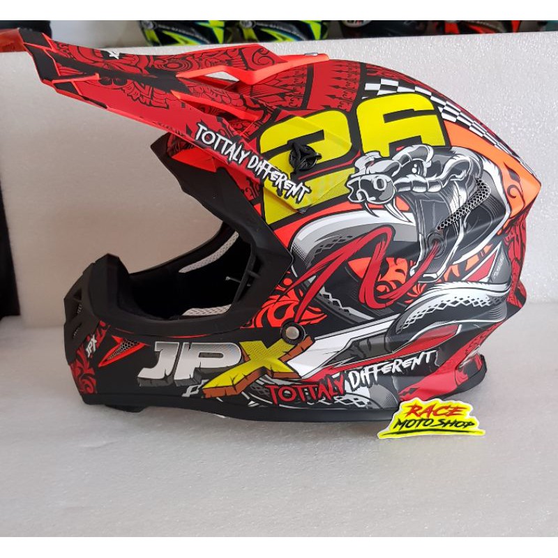 HELM CROSS JPX CORAK COBRA MERAH DOFF