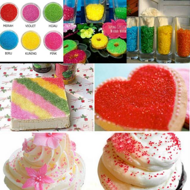 

Gula pasir warna warni crystal sugar gula kristal topping kue spingkel