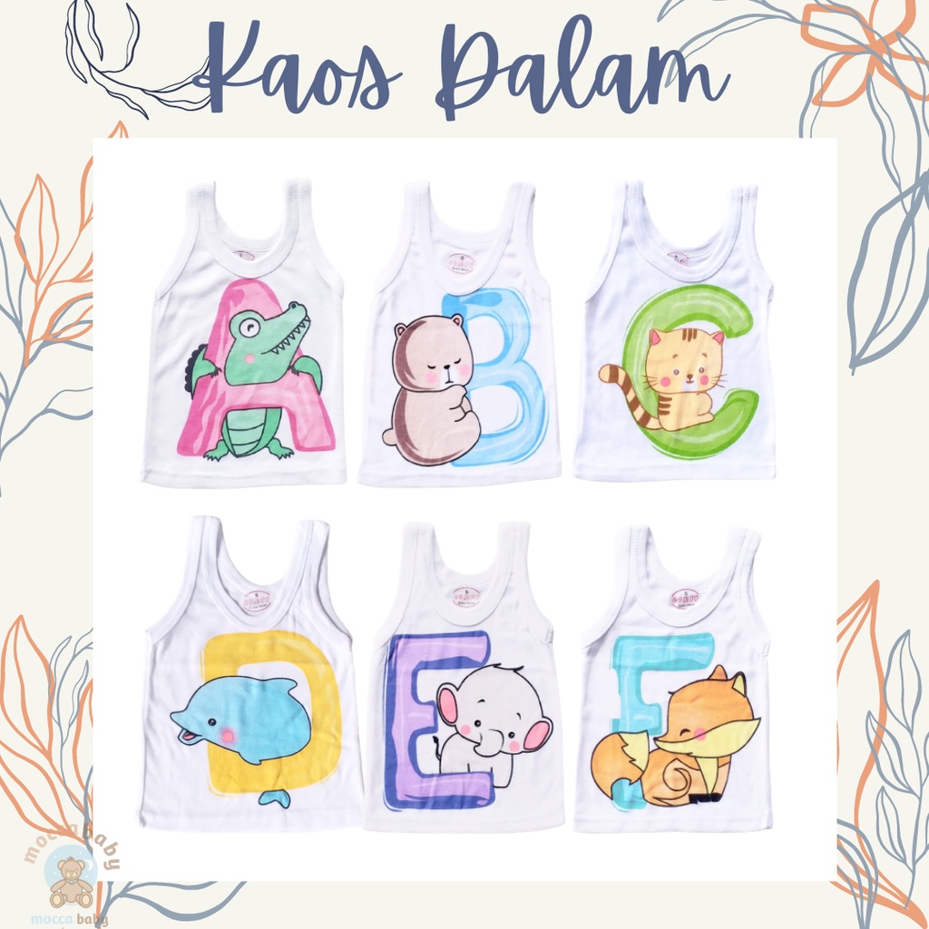 MBSS - SINGLET Harian Karakter Anak Kids SIZE 0-3 Tahun / Kaos Dalam Motif Kartun Unisex SS2