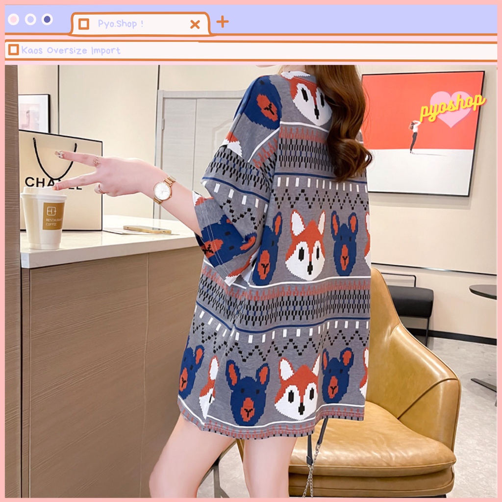 Oversize Tee Tshirt Kaos Import Longgar Motif RUBAH GAME