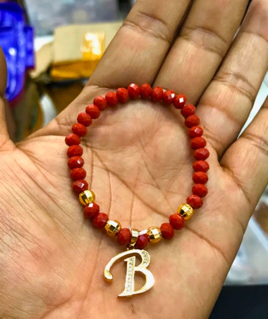 Gelang kristal gelang wanita gelang alphabet gelang inisial gelang huruf gelang inisial lapis emas