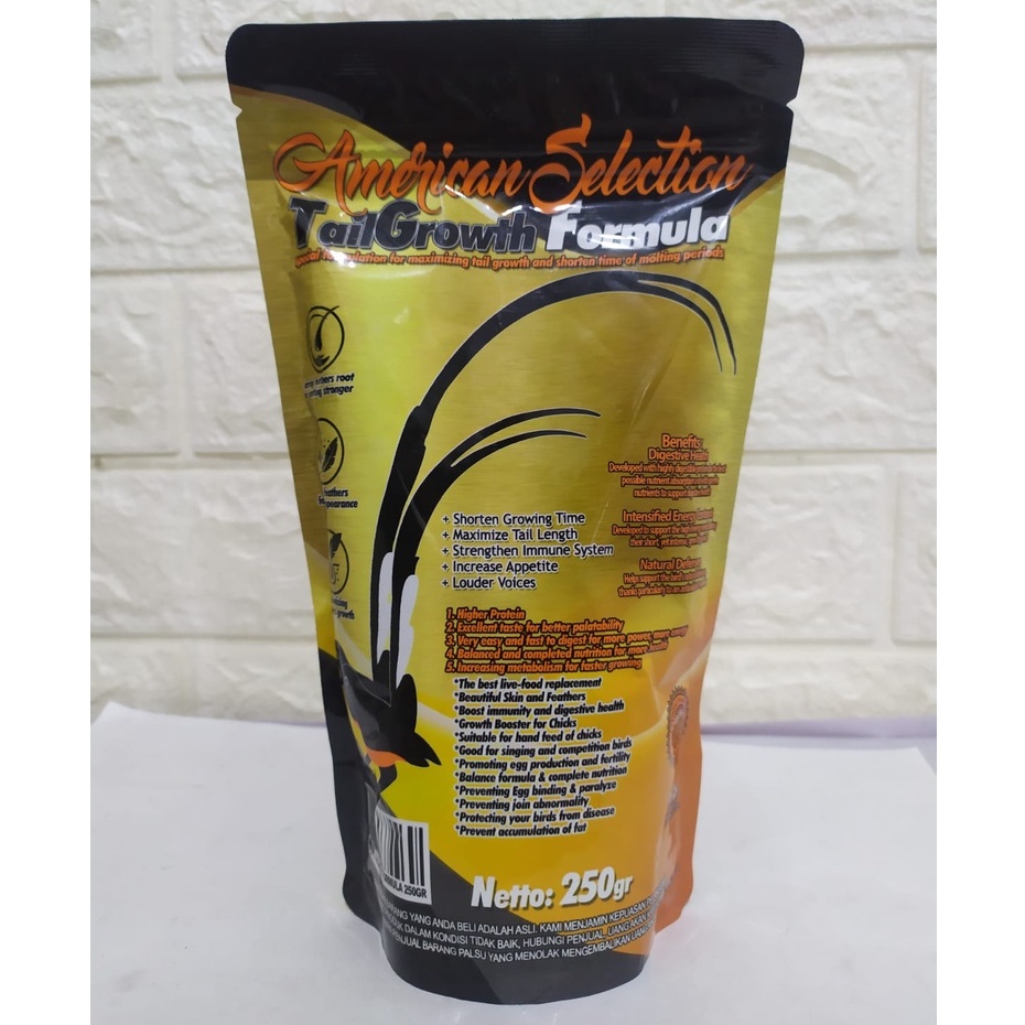 Ams American Selection Growth Tail Formula voer pakan burung murai batu harian untuk memanjangkan ek