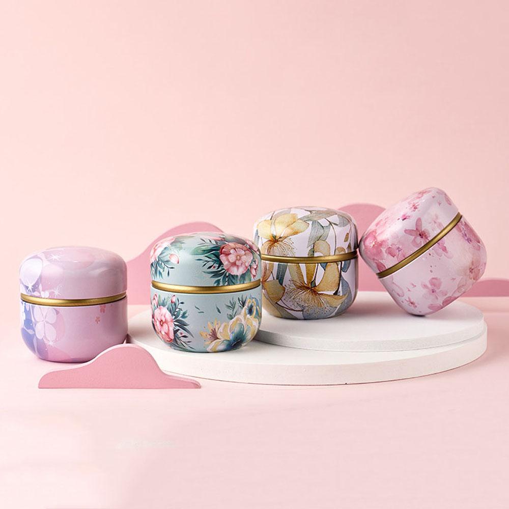 Nickolas1 Piring Kaleng Canister Pesta Meriah Gaya Jepang Cemilan Permen Kotak Penyimpanan Bulat Mini Kecil